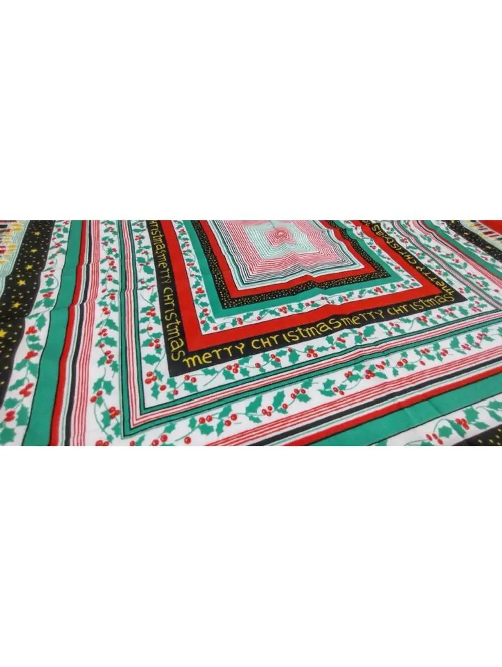 Vintage Holiday 1970s Large Scarf Menswear Italy Merry Christmas Candles Red 27